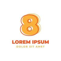 number 8 trippy outline with fresh bright color alphabetic vector logo design element