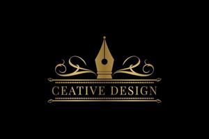 luxurious pen logo cress for education and copywriter vector