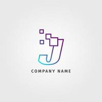 trendy logotype letter J pixel decoration for digital services company vector