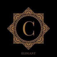 elegant letter C mandala logo template vector