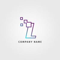 trendy logotype letter L pixel decoration for digital services company vector