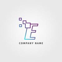 trendy logotype letter E pixel decoration for digital services company vector