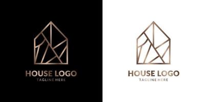 logotipo de la casa de arte de línea abstracta minimalista y elegante para bienes raíces, construcción, interior, decoración exterior del hogar vector