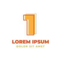 number 1 trippy outline with fresh bright color alphabetic vector logo design element