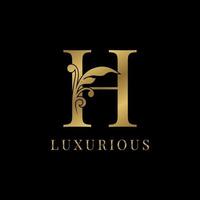 luxury floral vintage letter H vector