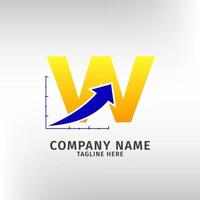 plantilla de logotipo de icono de ventas de tráfico de letra w para empresa de marketing y financiera o cualquier otro negocio vector