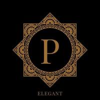 elegant letter P mandala logo template vector