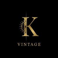 letter K decorative golden vintage vector