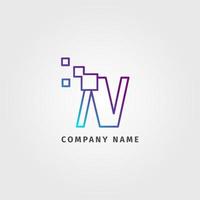 trendy logotype letter N pixel decoration for digital services company vector