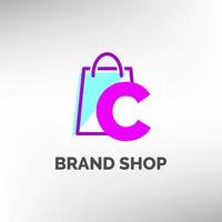 letter C paper bag logo template vector