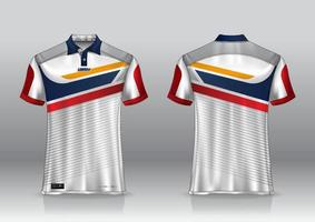 Diseño de uniforme de camisa de polo, se puede utilizar para bádminton, golf en la vista frontal, vista posterior. vector de maqueta de jersey, diseño premium muy simple y fácil de personalizar