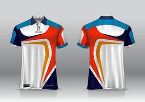 Diseño de uniforme de camisa de polo, se puede utilizar para bádminton, golf en la vista frontal, vista posterior. vector de maqueta de jersey, diseño premium muy simple y fácil de personalizar