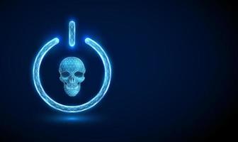 Abstract blue human skull in power button vector