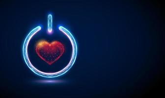 Abstract red heart shape in power button vector