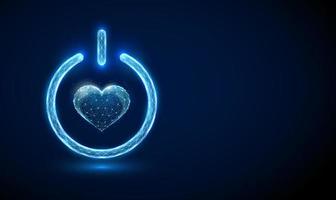 Abstract blue heart shape in power button vector
