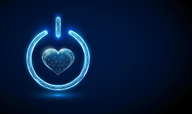 Abstract blue heart shape in power button