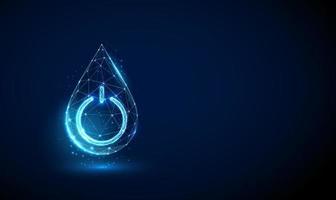 Abstract blue drop of water with power button vector