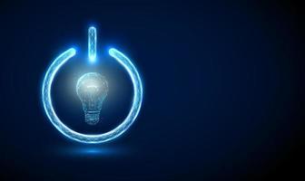 Abstract blue light bulb in power button vector