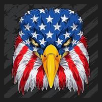 Bald Eagle head with USA flag pattern for American independence day, Veterans day, 4th of July and memorial day vector