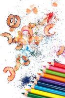 Multicolored pencils and shavings photo