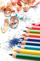 Multicolored pencils and shavings photo