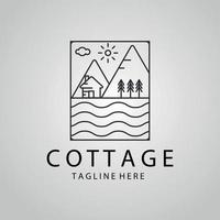 cottage minimalist line art logo template vector design illustration