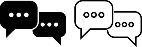 Two Speech Bubble, Talk, Message, Callout Shape Fill and Outline Stroke Icon vector