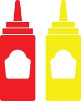 Ketchup squeeze Red and Yellow bottle Icon Set vector