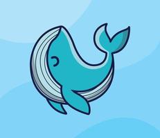 Cute whale cartoon vector icon illustration. animal nature icon concept isolated premium vector.
