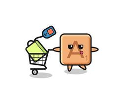 scrabble illustration cartoon with a shopping cart vector