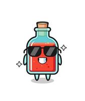 Cartoon mascot of square poison bottle with cool gesture vector