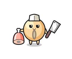 Illustration of soy bean character as a butcher vector