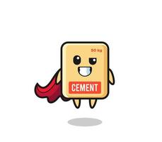 the cute cement sack character as a flying superhero vector