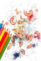 Multicolored pencils and shavings photo