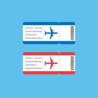 Airline ticket illustration in flat style of red and blue color. vector