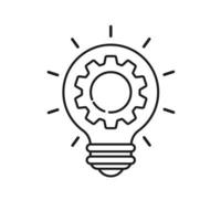 Innovation icon vector. Light bulb and gear inside.Modern sign, linear pictogram, outline symbol, simple thin line icon.