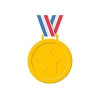 medalla de oro con estilo estrella plana. vector