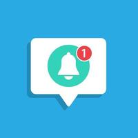 Notification bell vector icon on speech bubble .messages for incoming inbox.