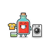 Mascot cartoon of square poison bottle with washing machine vector