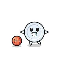 Illustration of plate cartoon is playing basketball vector