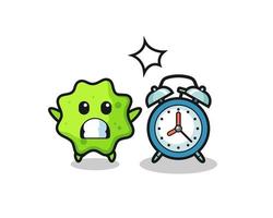 Cartoon Illustration of splat is surprised with a giant alarm clock vector