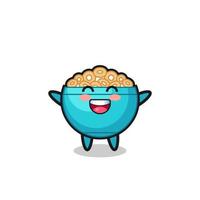 happy baby cereal bowl cartoon character vector