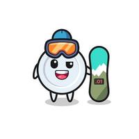 Illustration of plate character with snowboarding style vector