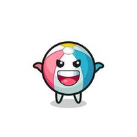 the illustration of cute beach ball doing scare gesture vector