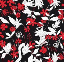 flat floral pattern in red and white, perfect for fabrics and decoration vector