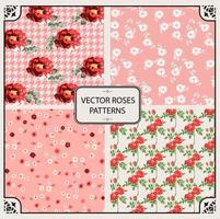 Set of repeating patterns with simple floral motifs. Surface patterns to decorate. floral patterns vector