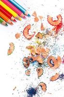 Multicolored pencils and shavings photo