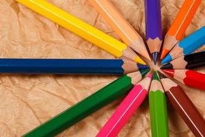 Closeup of multicolored pencils photo