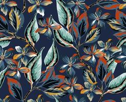 estampado de flores de colores. tapiz floral de fondo oscuro. patrón floral, perfecto para decoración y telas vector