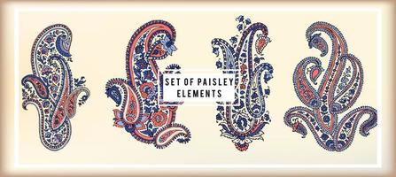 Set of elements paisley designs, perfect for fabrics and decoration vector
